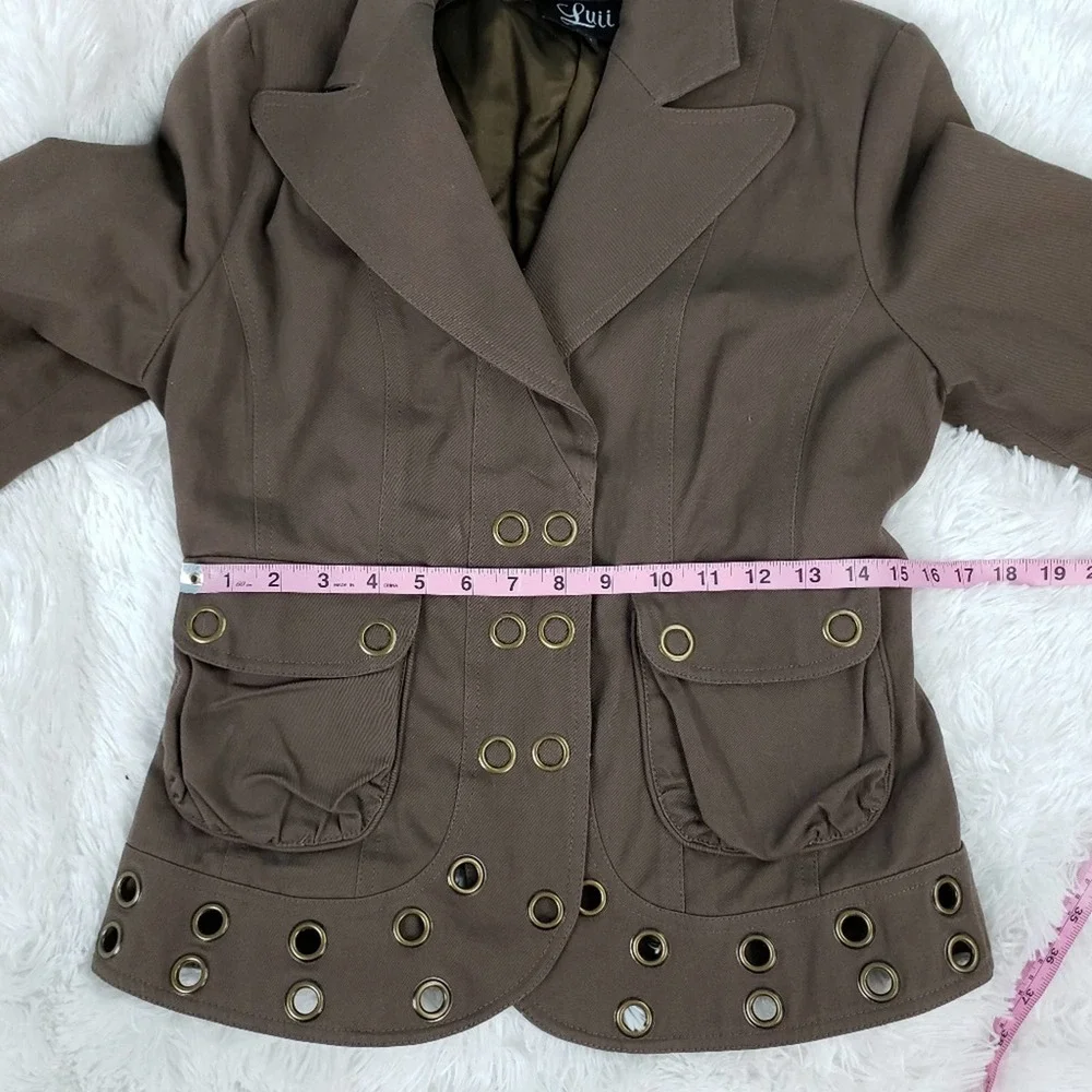 Anthropologi Luii brown rivet blazer jacket sz med - Picture 9 of 9
